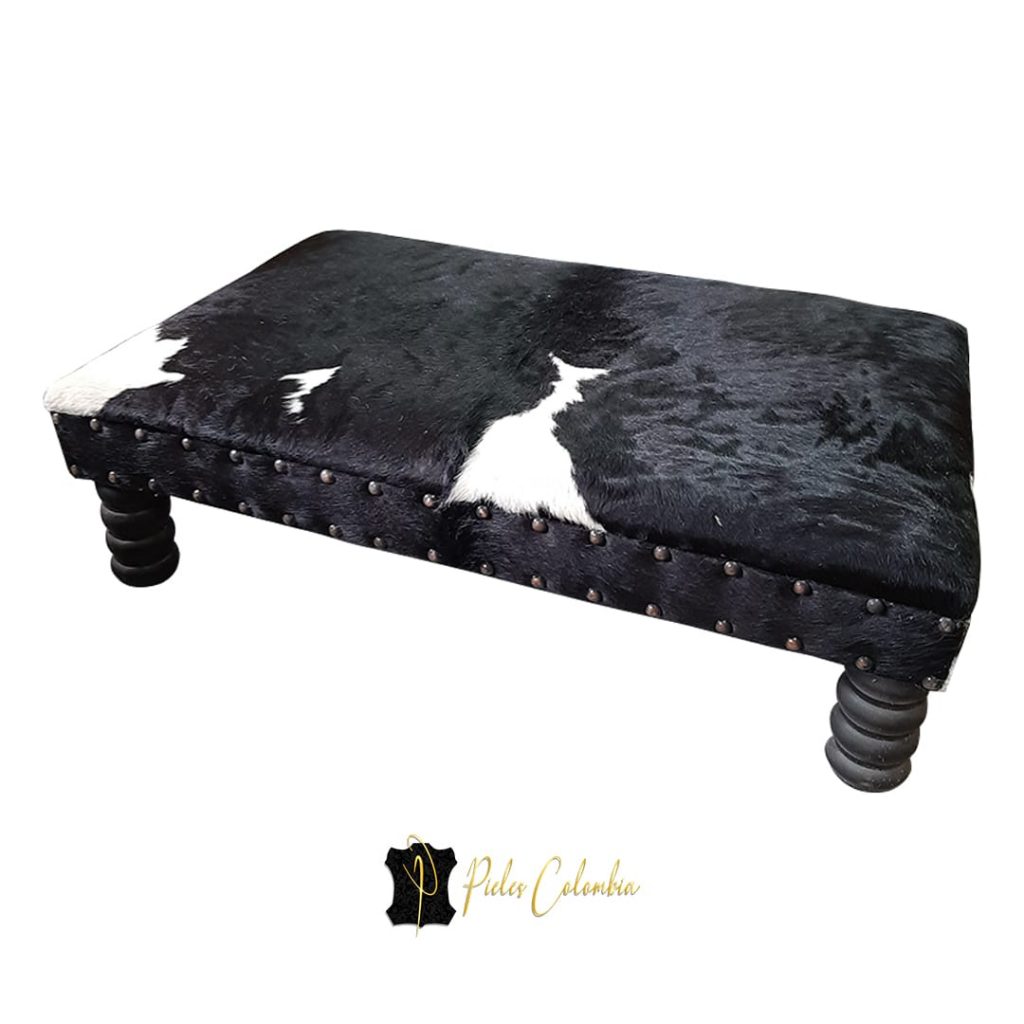 Mueble Piel de Vaca Blanco Negro - Puff Piel de Vaca Blanco Negro
